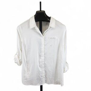 NWT Eddie Bauer Women's Fitted White Collared Guide Shirt